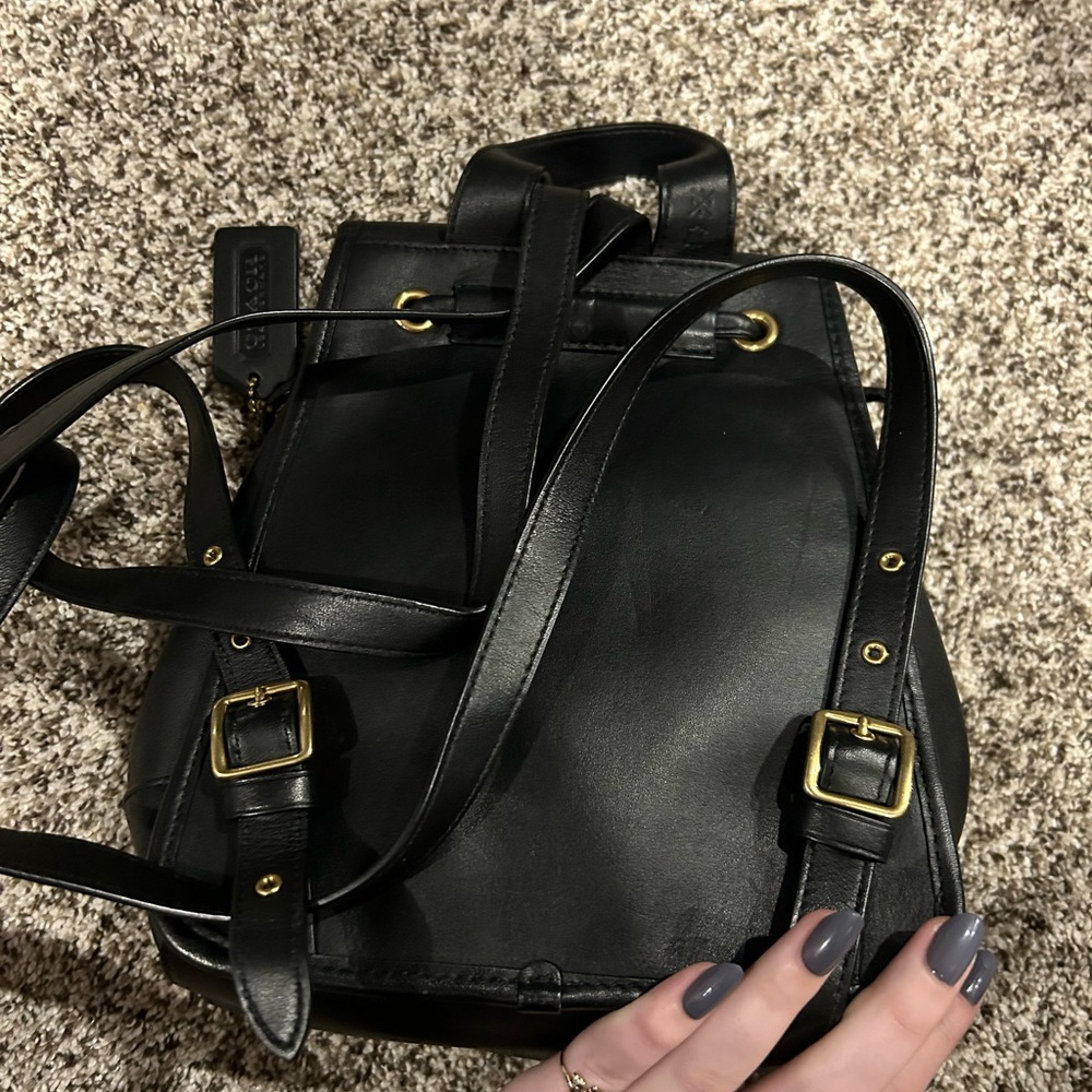 Coach Drawstring Backpack | Black Leather - image 2